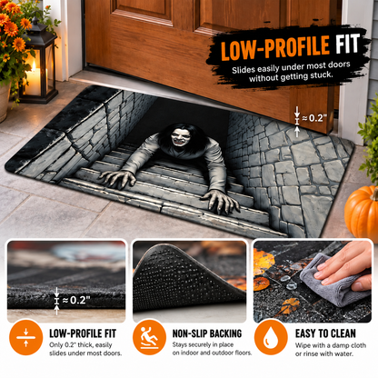 🎃💀Halloween Front Door Mat – Festive 3D Visual Skull & Clown Horror Rug