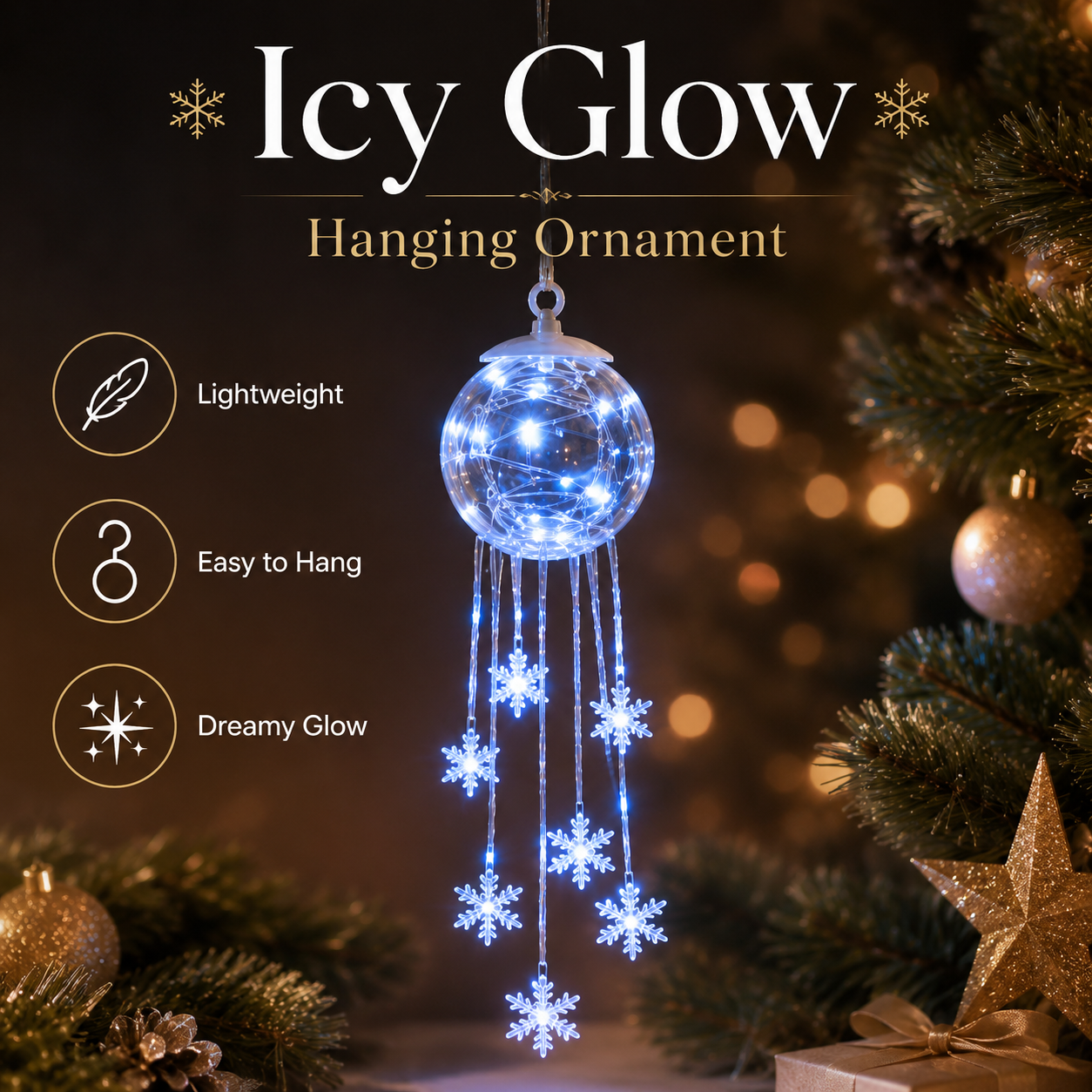 ❄️Winter Magic Snowflake Cascade™ – LED Hanging Christmas Ornament