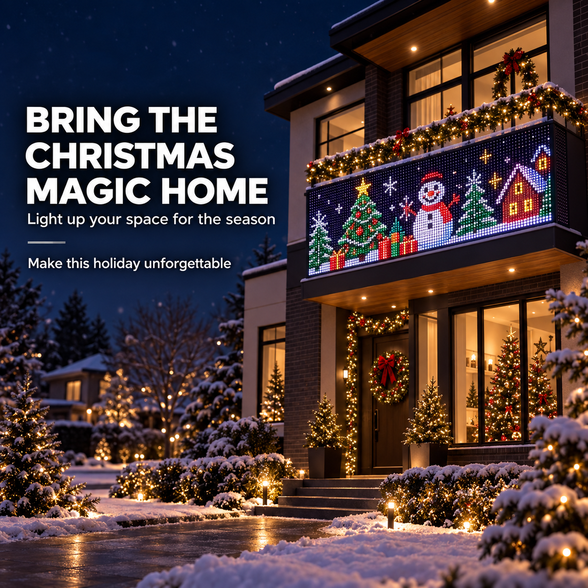 🎄💯Smart Animated Curtain Lights – App-Controlled RGB Balcony & Window Display