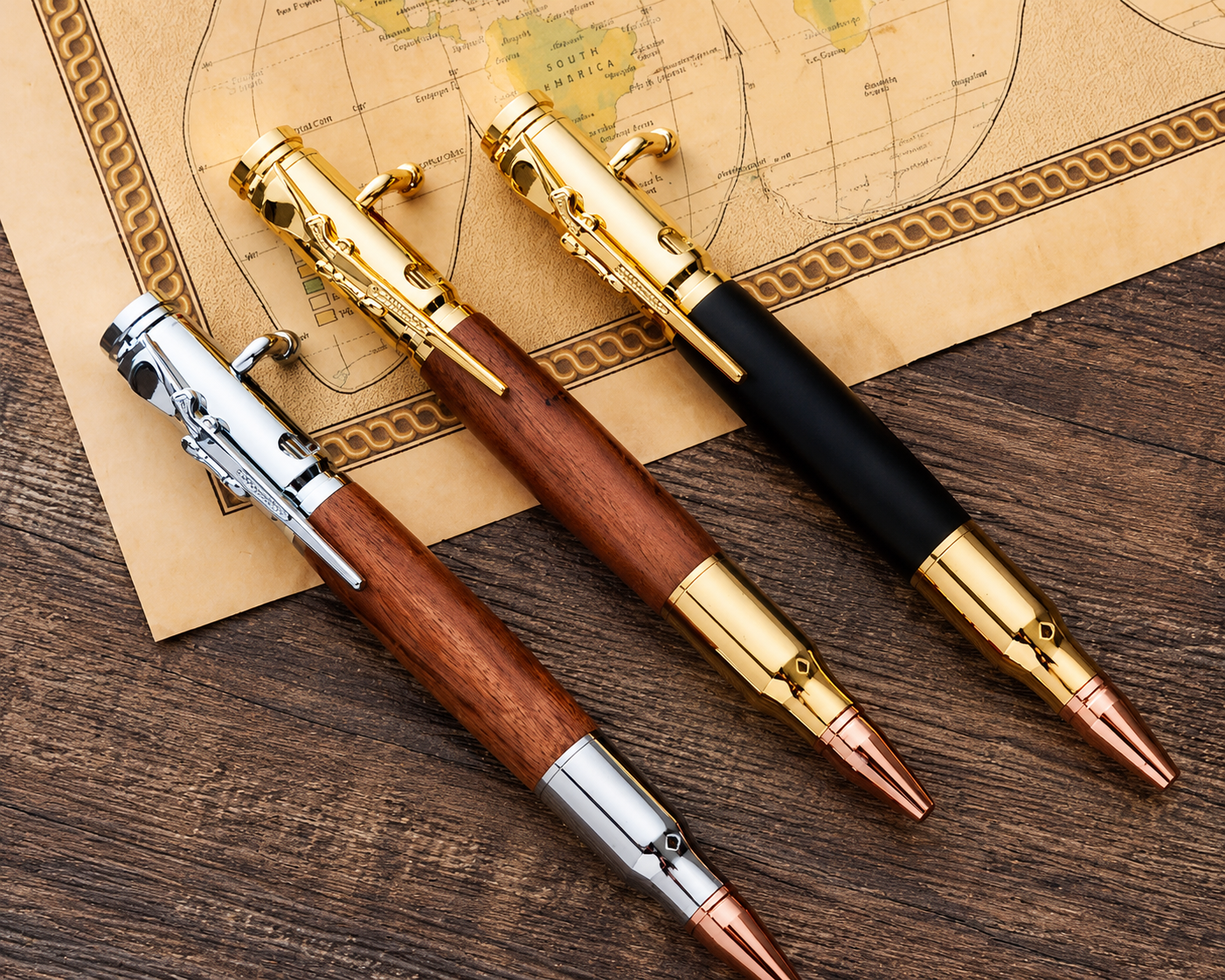 🖊 Handmade Bolt Action Wooden Bullet Pen | Real Wood & Bullet Casing