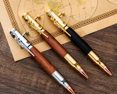 🖊 Handmade Bolt Action Wooden Bullet Pen | Real Wood & Bullet Casing