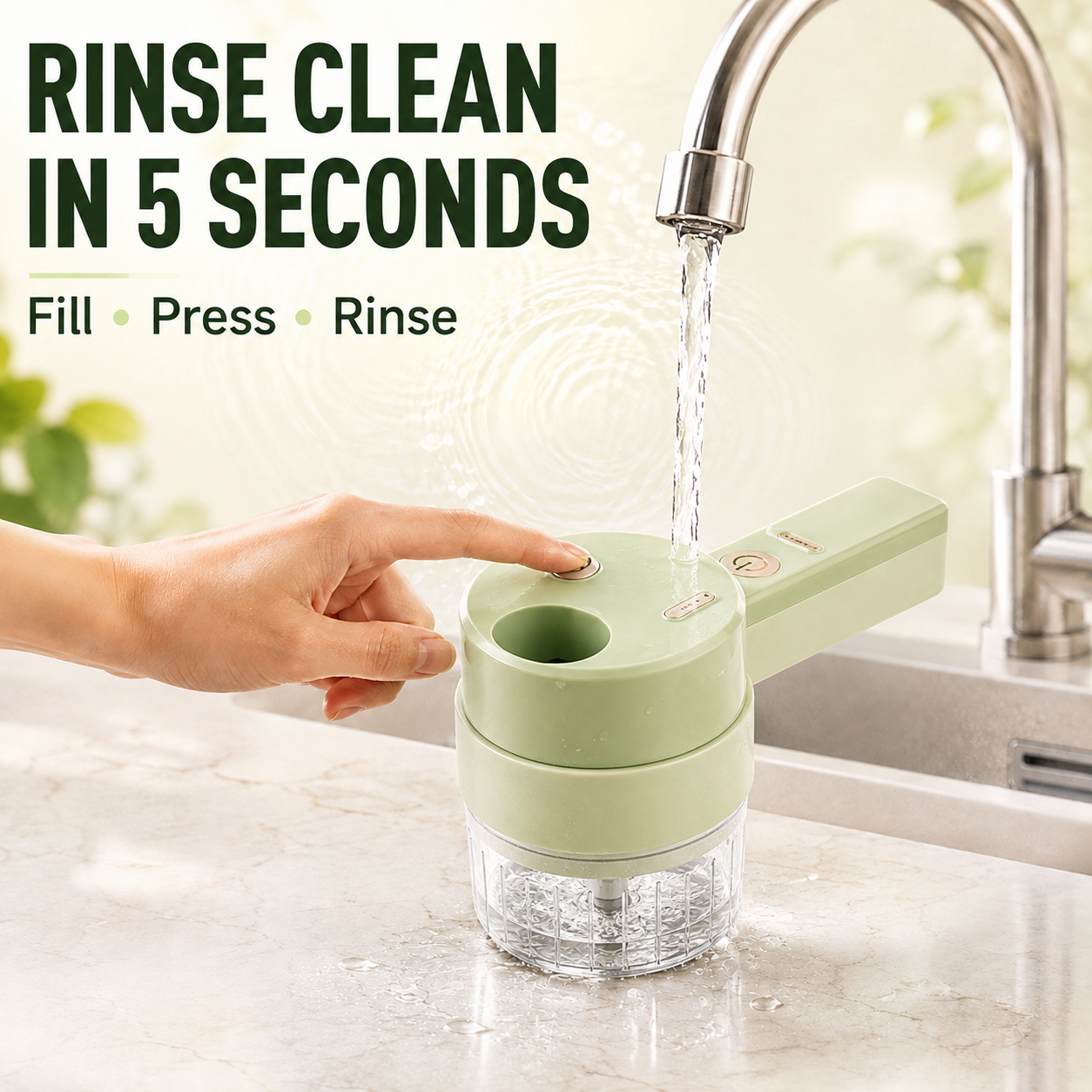 🧄 4-in-1 Electric Food Chopper – Slice, Mince, Peel & Auto-Clean in Seconds ⚡