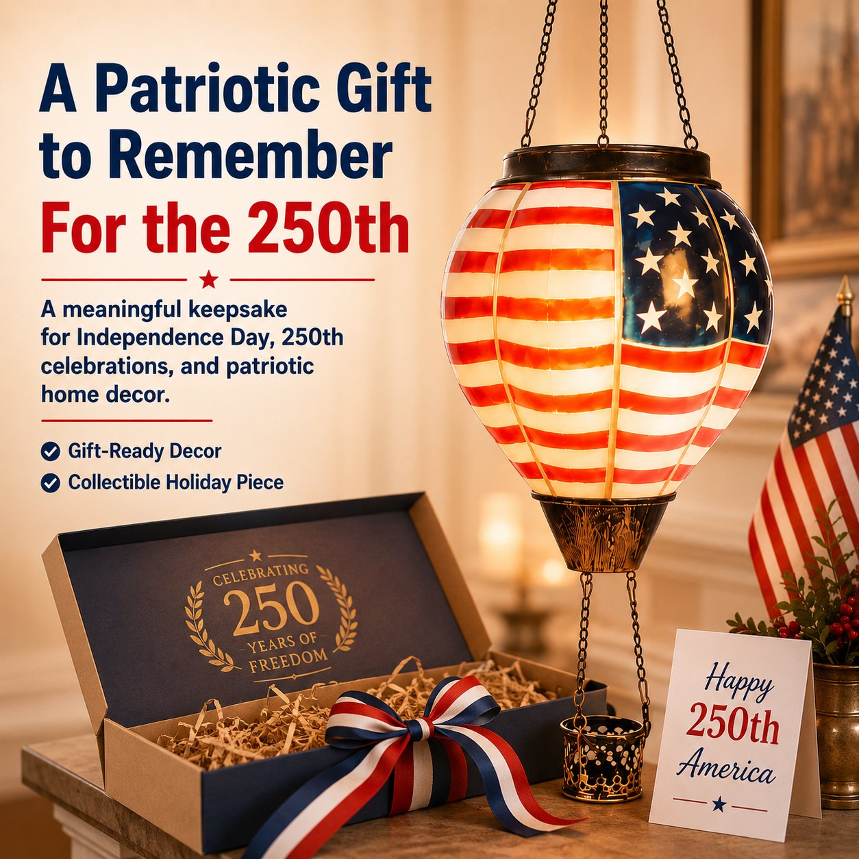 🔥🔥 Father's Day Special: Buy 2, Get Free Shipping — 250th Anniversary Edition Solar Hot Air Balloon Lanterns