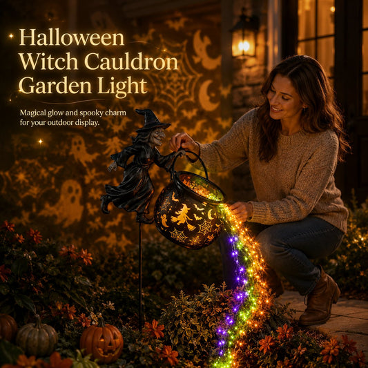 🔥Limited time 55% OFF🎃 Halloween Witch Cauldron Garden Light – Magical Outdoor Yard Decor 🧙‍♀️