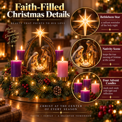 🔥 Limited-Time 49% OFF – ✝️ Lighted Nativity Advent Wreath – A Sacred 4-Week Christmas Tradition