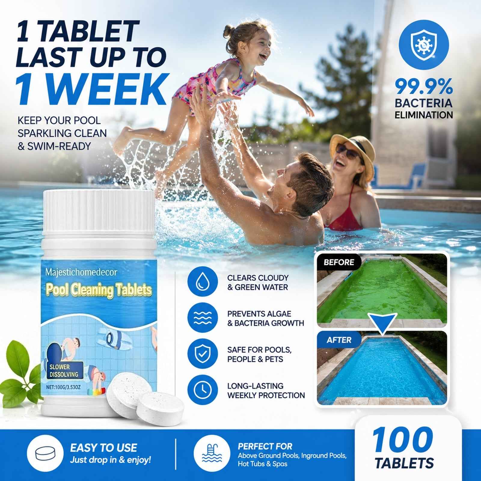 The Next-Gen Pool Purifier is here ✨ 2X Stronger Algae Control, Gentle & Safe for Kids! 👨‍👩‍👧‍👦