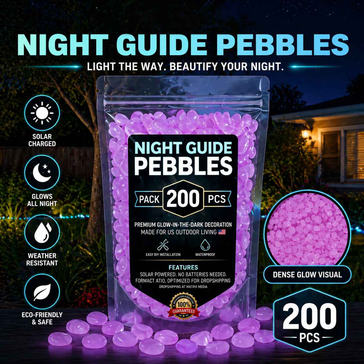 💥The dazzling beauty of the garden at night💥 🌈Colorful glow-in-the-dark garden stones