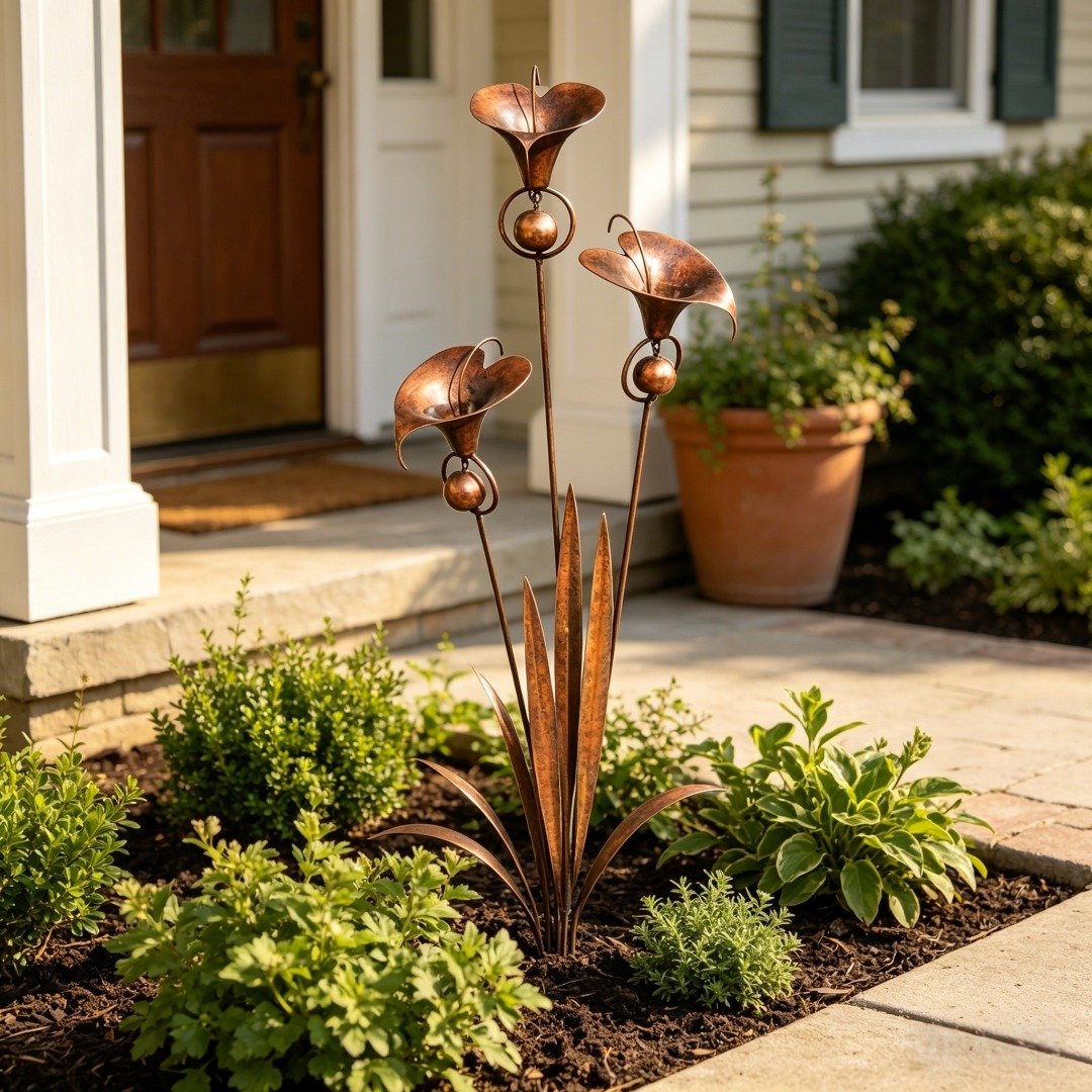 Copper Calla Lily Garden Chime Set – Peaceful Outdoor Decor for Flower Lovers 🌿🔔
