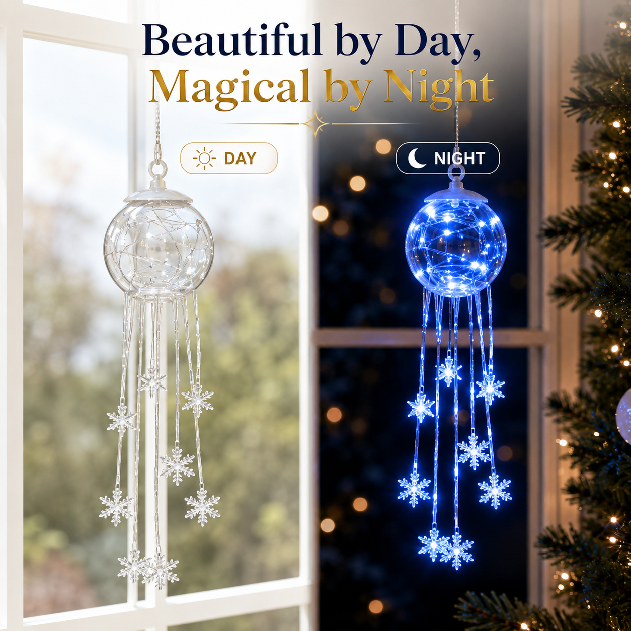 ❄️Winter Magic Snowflake Cascade™ – LED Hanging Christmas Ornament