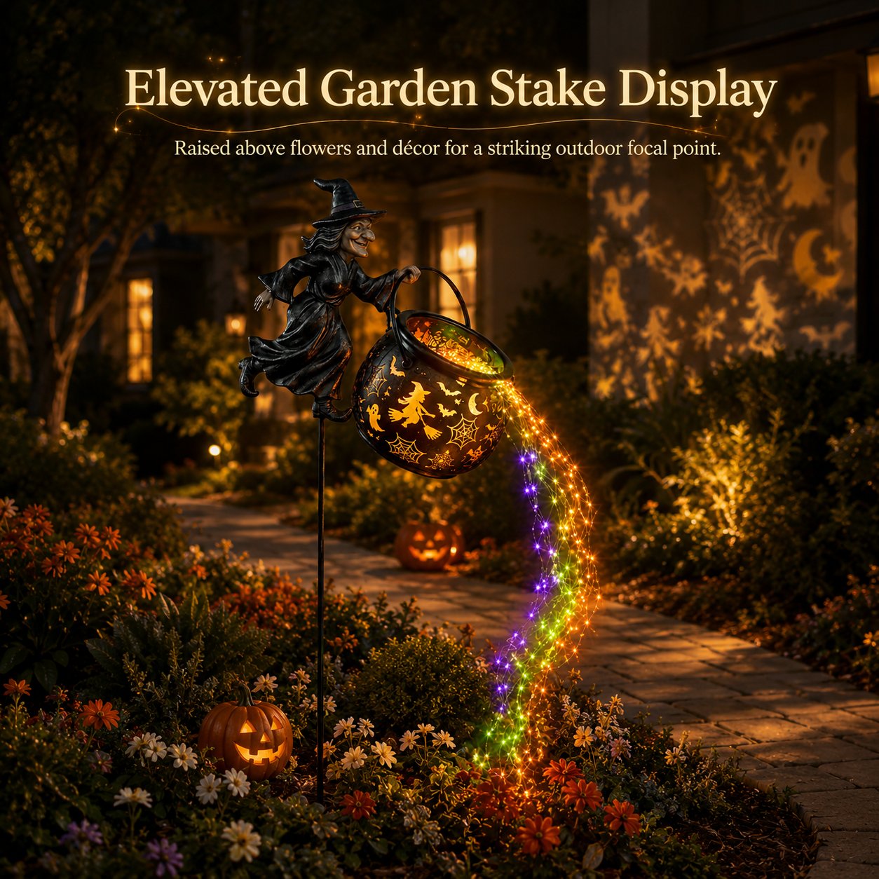 🔥Limited time 55% OFF🎃 Halloween Witch Cauldron Garden Light – Magical Outdoor Yard Decor 🧙‍♀️
