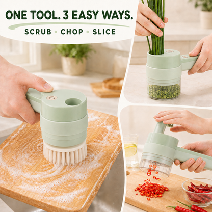🧄 4-in-1 Electric Food Chopper – Slice, Mince, Peel & Auto-Clean in Seconds ⚡