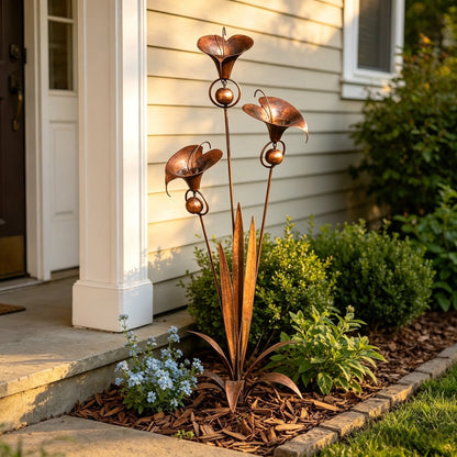 Copper Calla Lily Garden Chime Set – Peaceful Outdoor Decor for Flower Lovers 🌿🔔