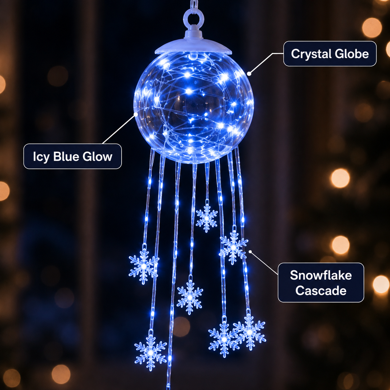 ❄️Winter Magic Snowflake Cascade™ – LED Hanging Christmas Ornament