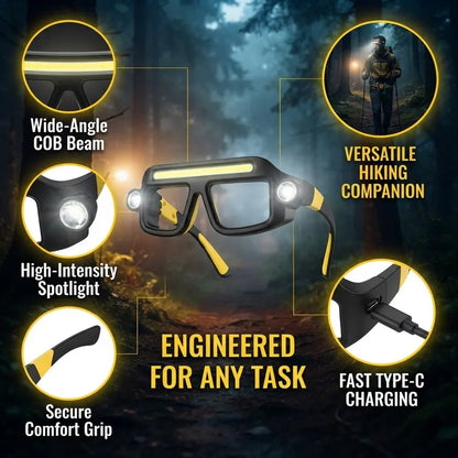 🔦✨Hands-Free Wearable Glasses LED Light – Rechargeable Head-Worn Work Lamp for Maintenance & Outdoor Activities