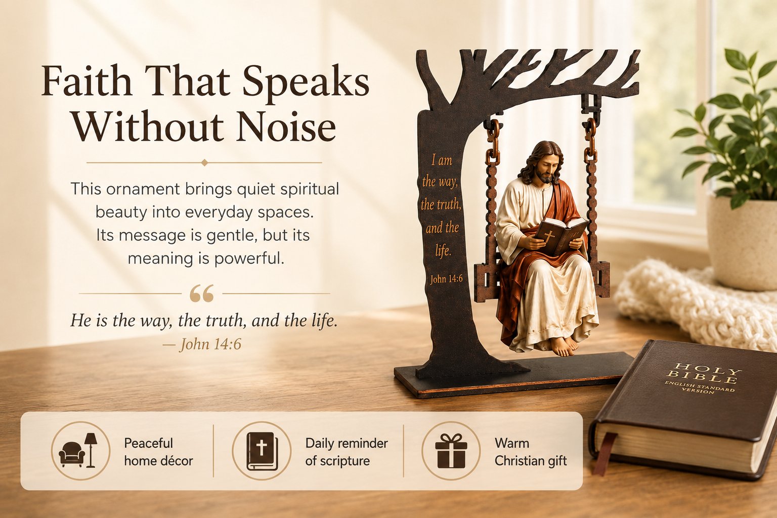 🎁 Buy 2 Get 1 Free – Christian Jesus Swing Table Decor
