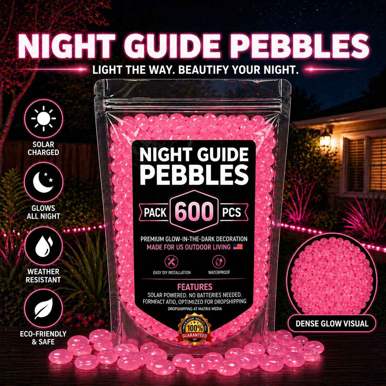 💥The dazzling beauty of the garden at night💥 🌈Colorful glow-in-the-dark garden stones