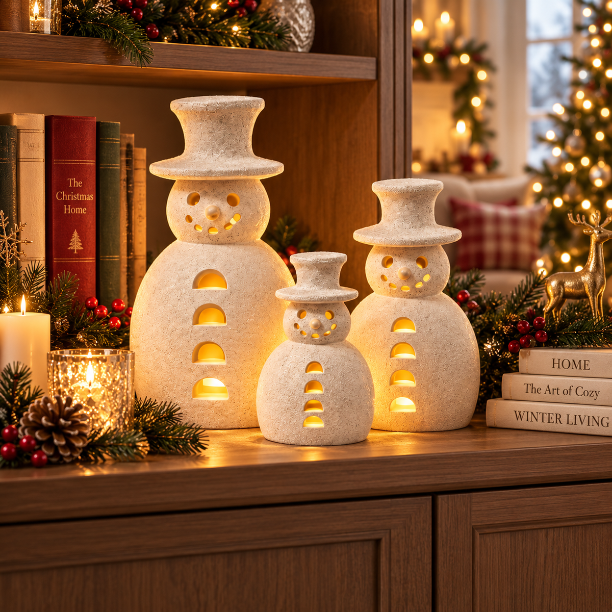 🤍 40% OFF | Neutral Snowman Glow Decor – Beautiful by Day, Magical by Night