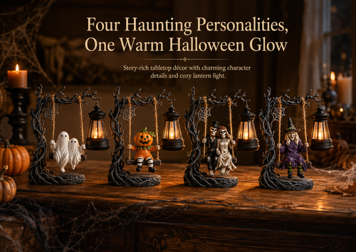 🎃 42% OFF – Light-Up Halloween Swing Figurine | 4 Spooky Characters & Warm Lantern Glow 👻✨