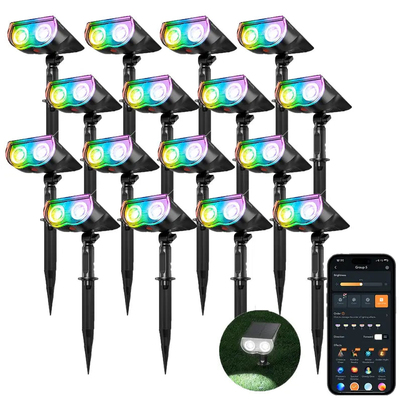 🌈 40% OFF | Smart Solar Color-Changing Landscape Spotlights – App-Controlled 2-Pack