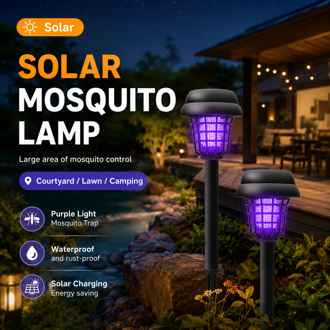 🔥🔥 Father's Day Special:🦟❌ Solar-Powered Mosquito Killer Lamp – Outdoor LED Bug Zapper & Garden Landscape Light 🔋