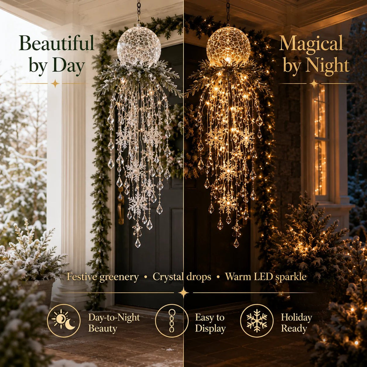 ✨ Limited-Time 45% OFF | Crystal Cascade Christmas Hanging Light – Magical Porch Glow