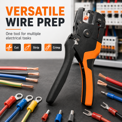 🔧 3-in-1 Self-Adjusting Wire Stripper – Cut, Strip & Crimp Without Switching Tools