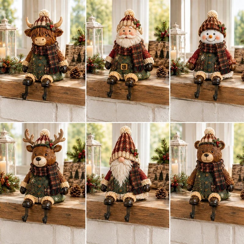 🎄 44% OFF – Christmas Stocking Holder Shelf Sitters | Cute Decor with Hidden Hooks 🧦