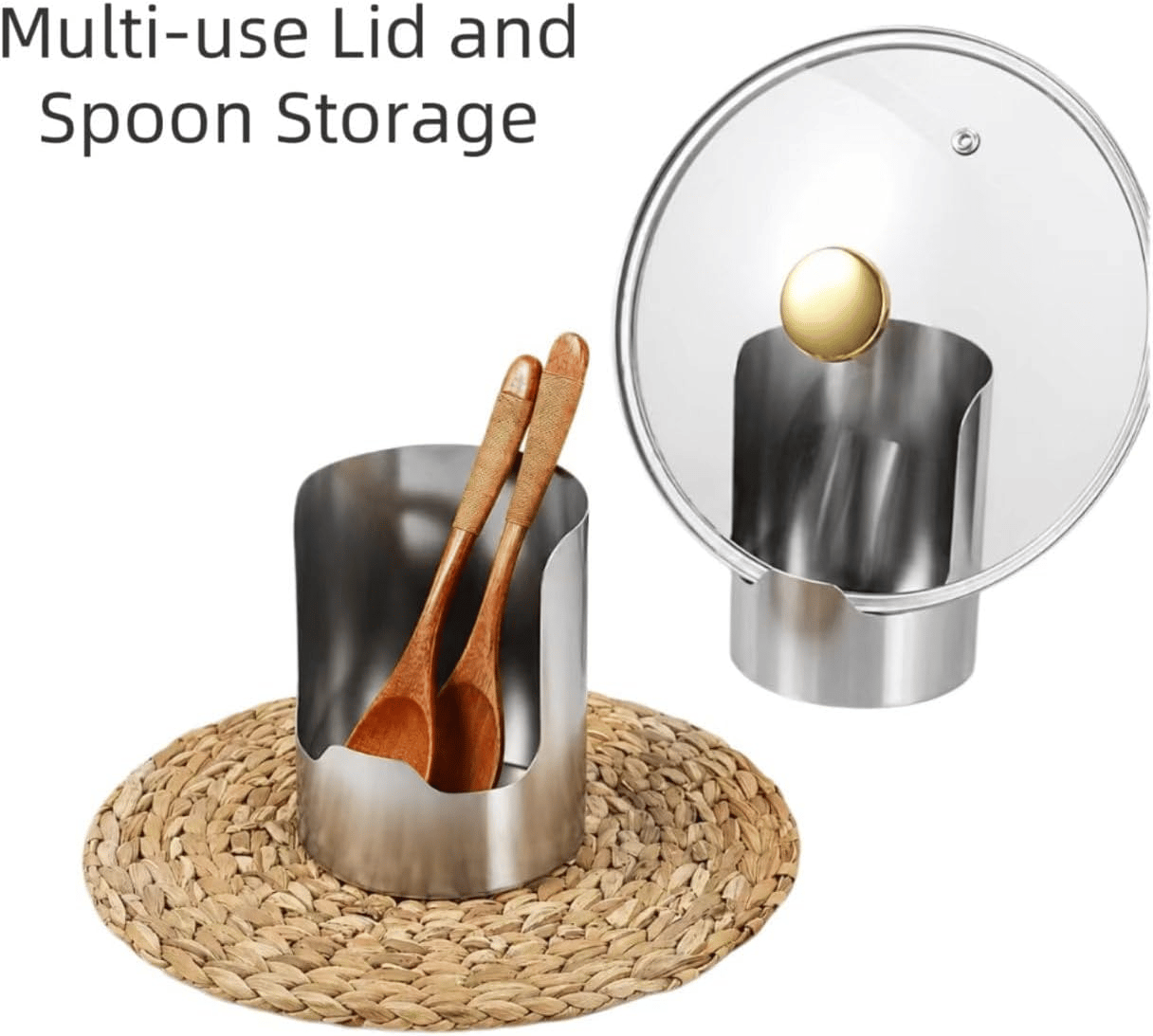 Multi-Functional Stainless Steel Utensil Holder | Vertical Kitchen Countertop Storage Rack