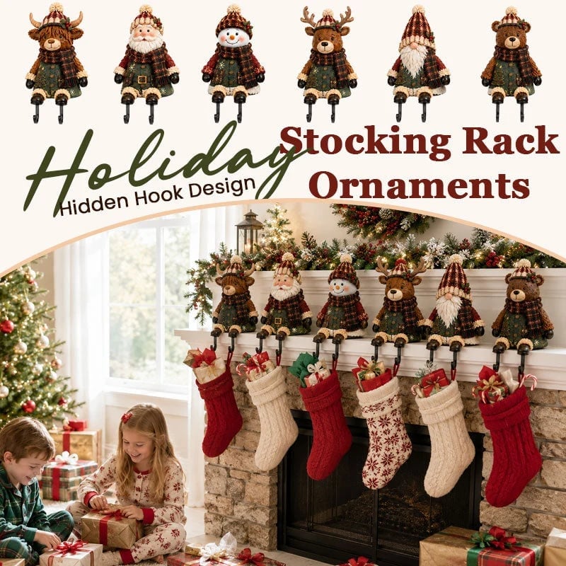 🎄 44% OFF – Christmas Stocking Holder Shelf Sitters | Cute Decor with Hidden Hooks 🧦