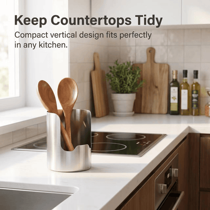 Multi-Functional Stainless Steel Utensil Holder | Vertical Kitchen Countertop Storage Rack