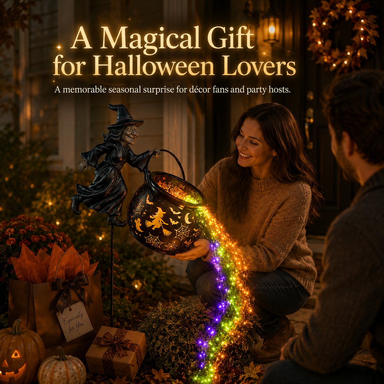 🔥Limited time 55% OFF🎃 Halloween Witch Cauldron Garden Light – Magical Outdoor Yard Decor 🧙‍♀️