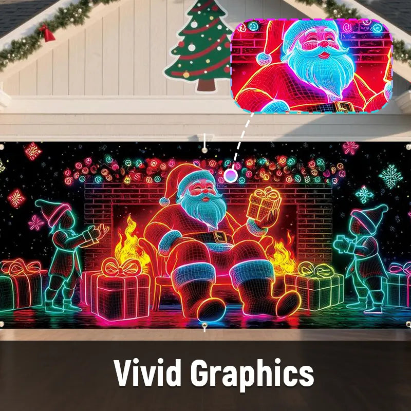 🎅Glow-in-the-Dark Christmas Garage Banner