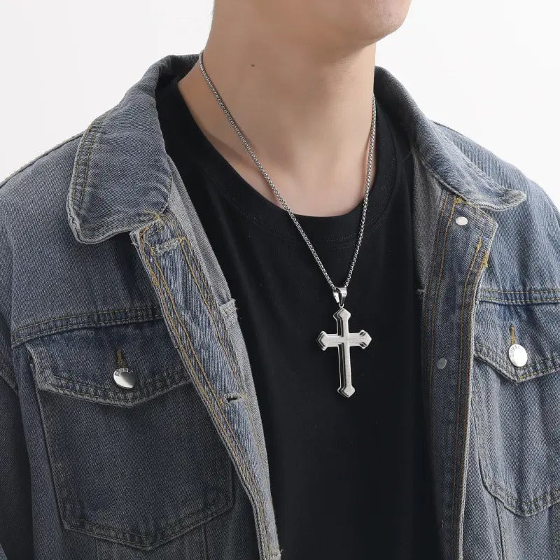 ✝️ Men's Lord's Prayer Cross Necklace 🛡️ A Powerful Symbol of Faith & Protection