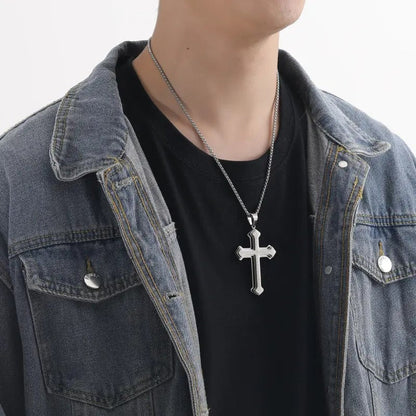 ✝️ Men's Lord's Prayer Cross Necklace 🛡️ A Powerful Symbol of Faith & Protection
