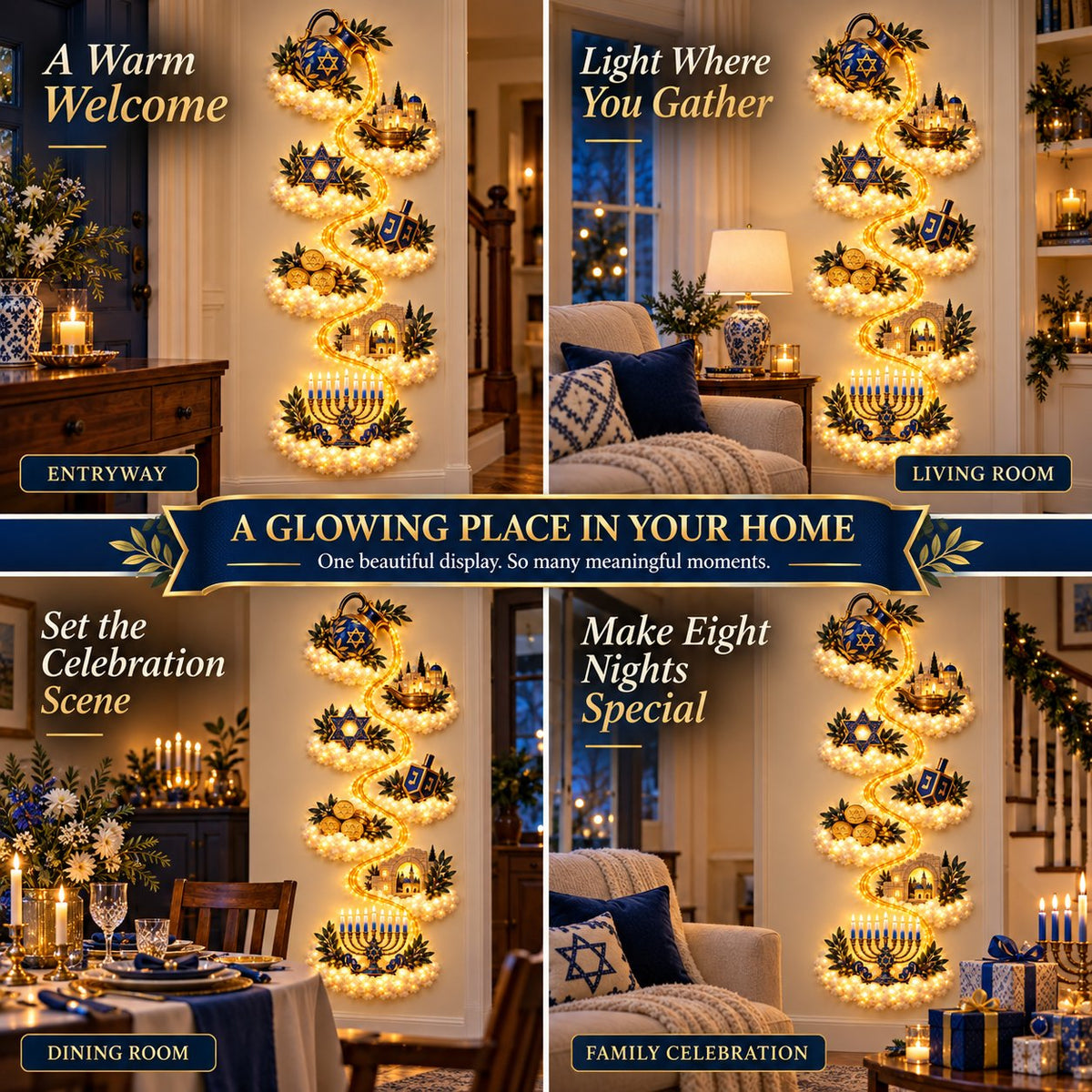 🕎 49% OFF | Glowing Hanukkah Wall Decor – 4 Festival of Lights Designs