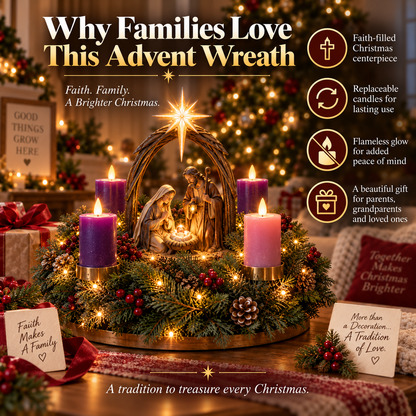 🔥 Limited-Time 49% OFF – ✝️ Lighted Nativity Advent Wreath – A Sacred 4-Week Christmas Tradition