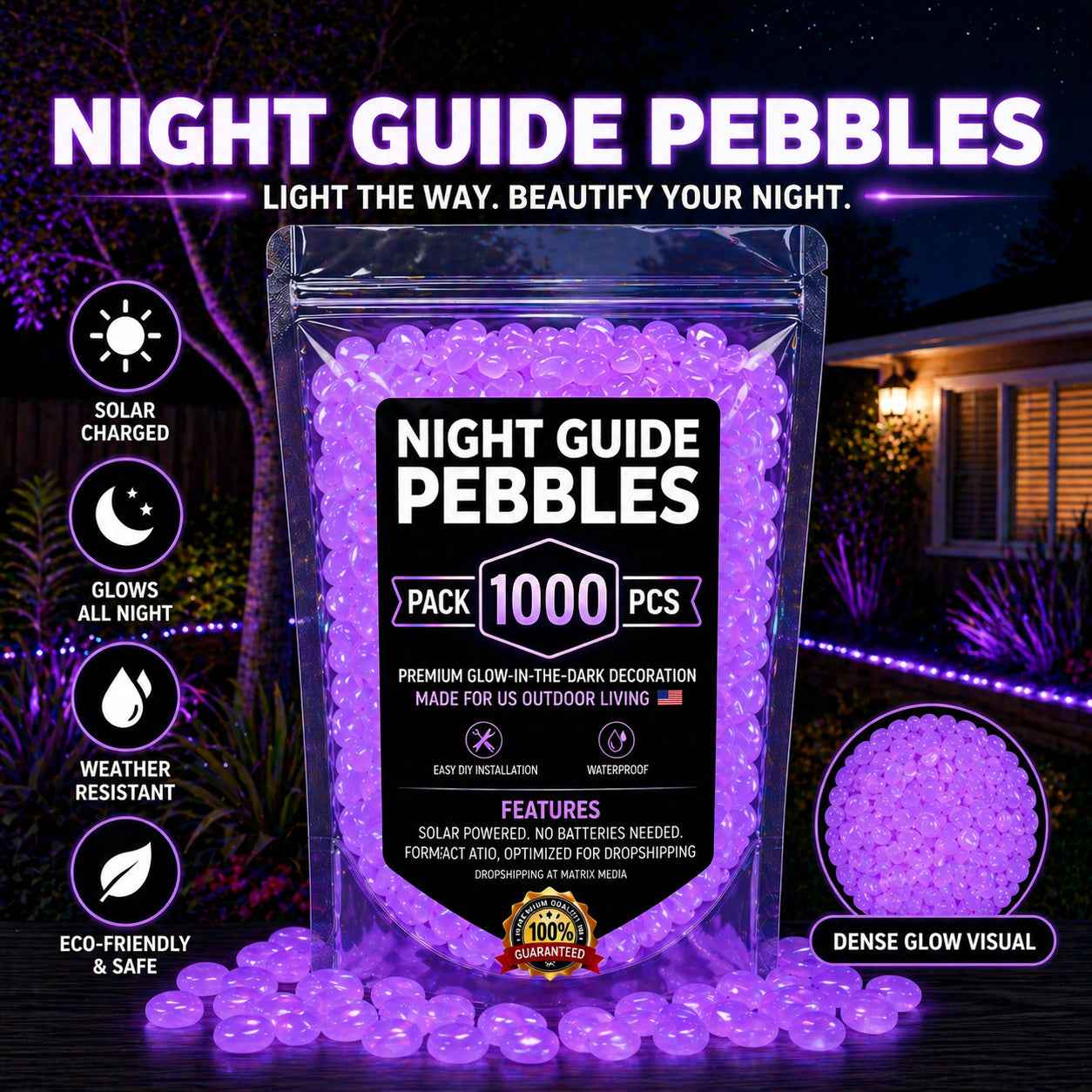 💥The dazzling beauty of the garden at night💥 🌈Colorful glow-in-the-dark garden stones