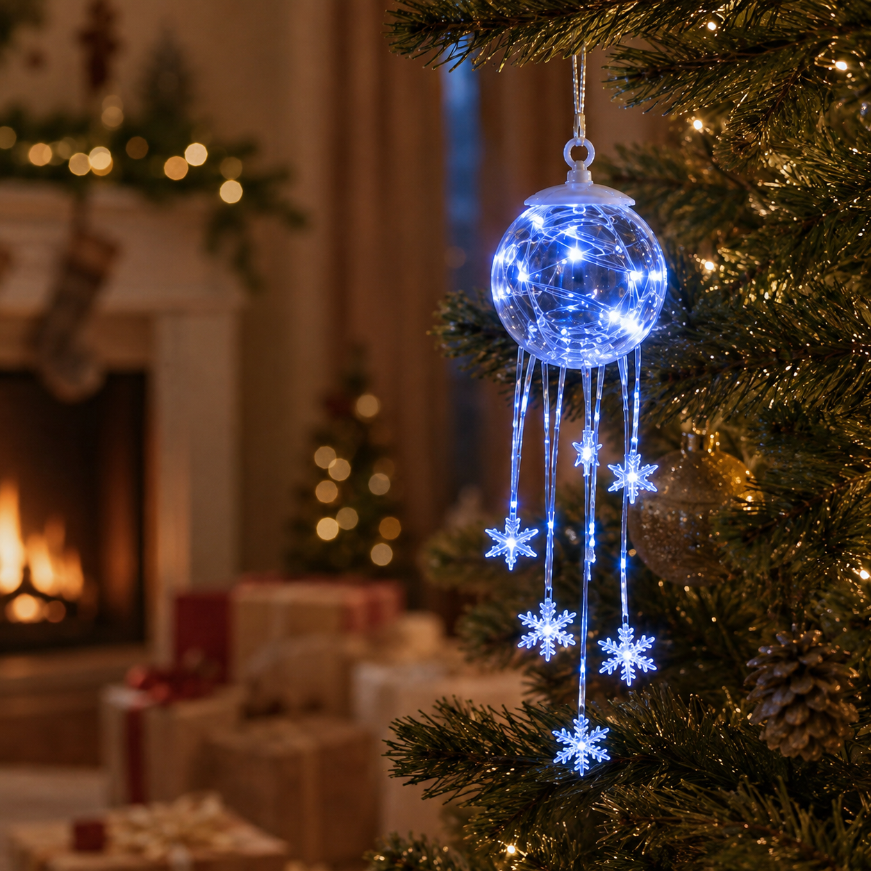 ❄️Winter Magic Snowflake Cascade™ – LED Hanging Christmas Ornament
