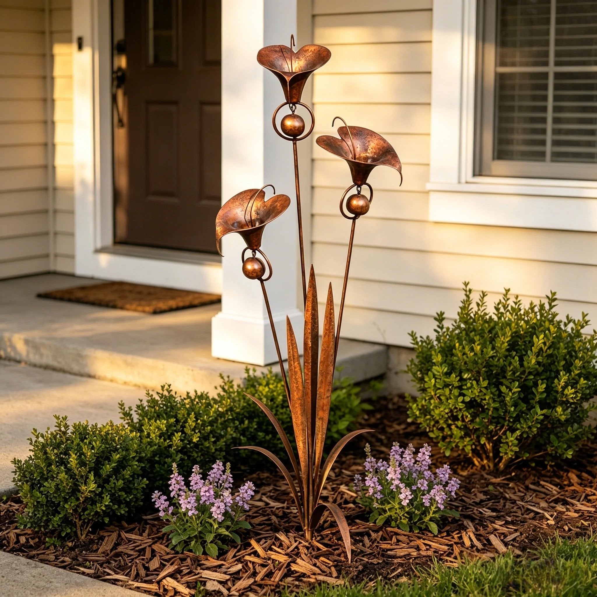 Copper Calla Lily Garden Chime Set – Peaceful Outdoor Decor for Flower Lovers 🌿🔔