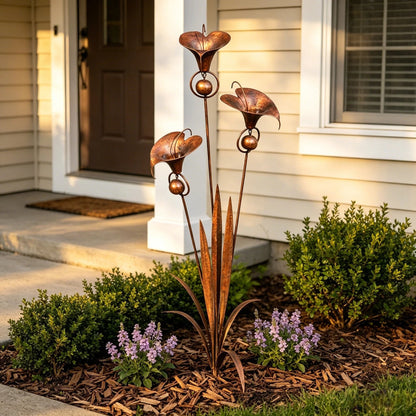 Copper Calla Lily Garden Chime Set – Peaceful Outdoor Decor for Flower Lovers 🌿🔔