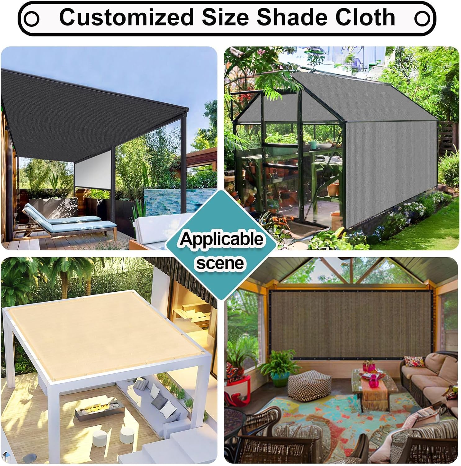 🔥Summer Hot Sale Promotion-49% OFF🌞-90% Blackout Cloth (Black) - 10 x 13ft UV-Resistant Shade Net with Reinforced Rivets