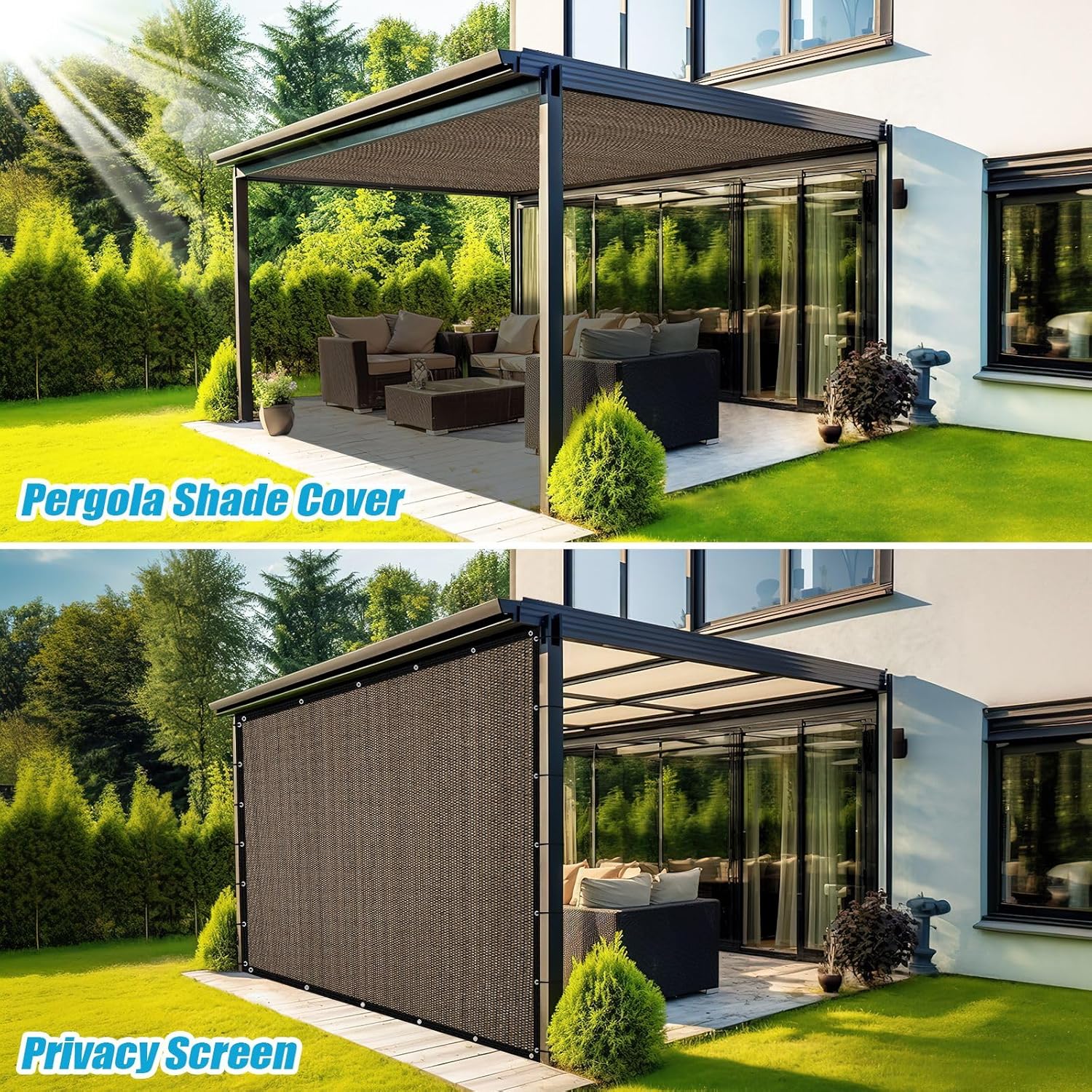 🔥Summer Hot Sale Promotion-49% OFF🌞-90% Blackout Cloth (Black) - 10 x 13ft UV-Resistant Shade Net with Reinforced Rivets