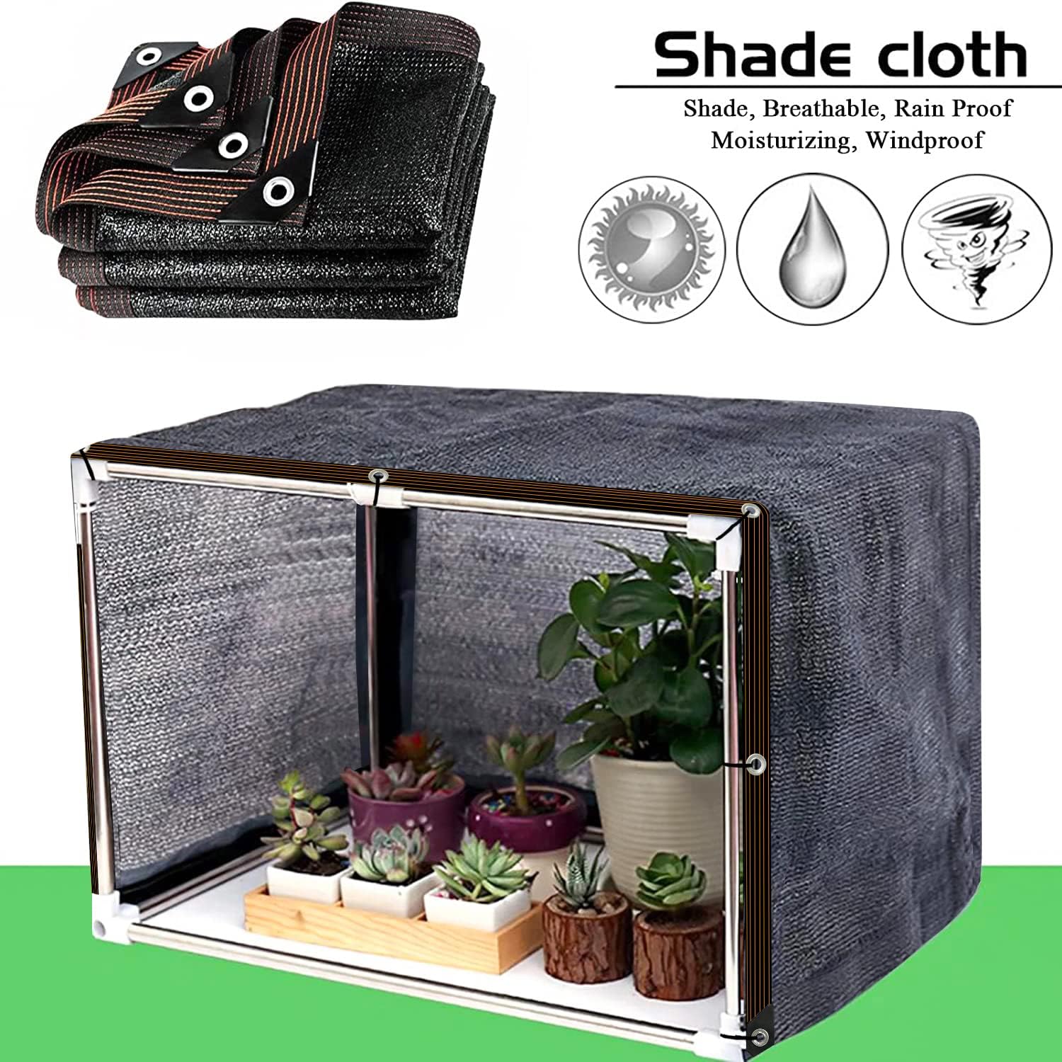 🔥Summer Hot Sale Promotion-49% OFF🌞-90% Blackout Cloth (Black) - 10 x 13ft UV-Resistant Shade Net with Reinforced Rivets