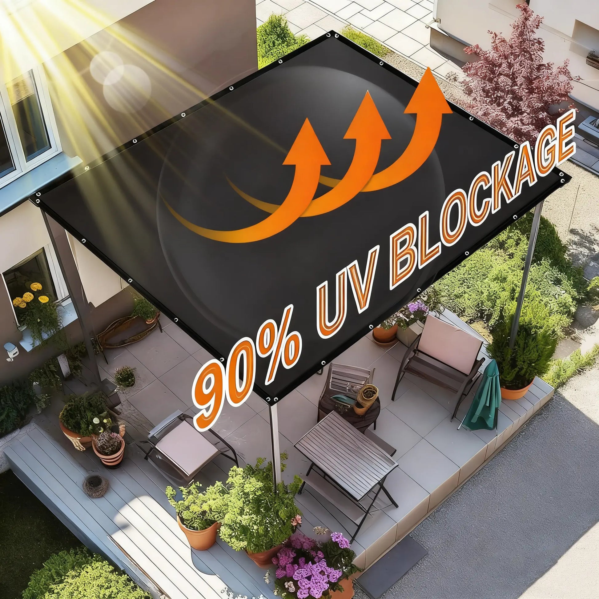 🔥Summer Hot Sale Promotion-49% OFF🌞-90% Blackout Cloth (Black) - 10 x 13ft UV-Resistant Shade Net with Reinforced Rivets