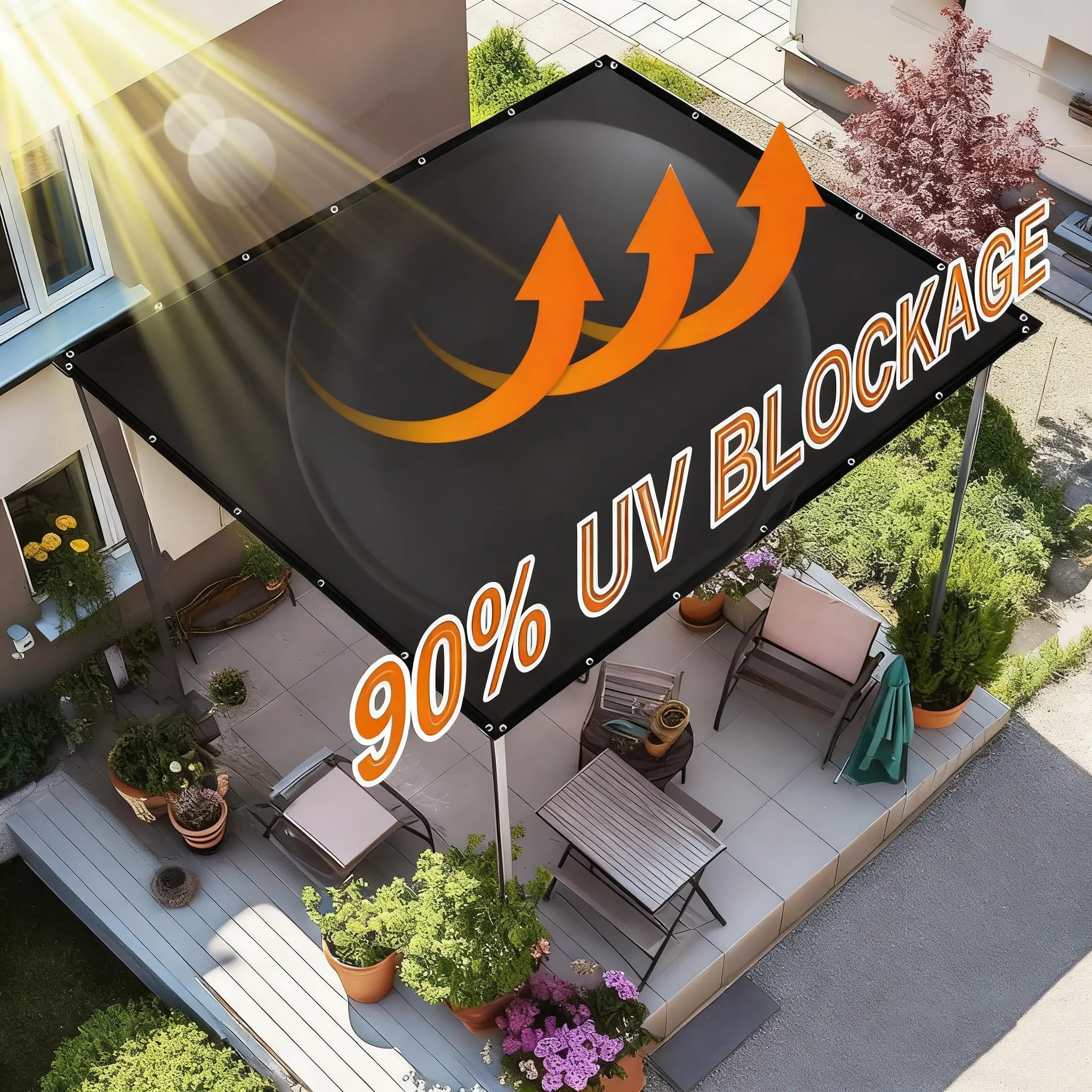 🔥Summer Hot Sale Promotion-49% OFF🌞-90% Blackout Cloth (Black) - 10 x 13ft UV-Resistant Shade Net with Reinforced Rivets