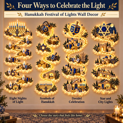 🕎 49% OFF | Glowing Hanukkah Wall Decor – 4 Festival of Lights Designs