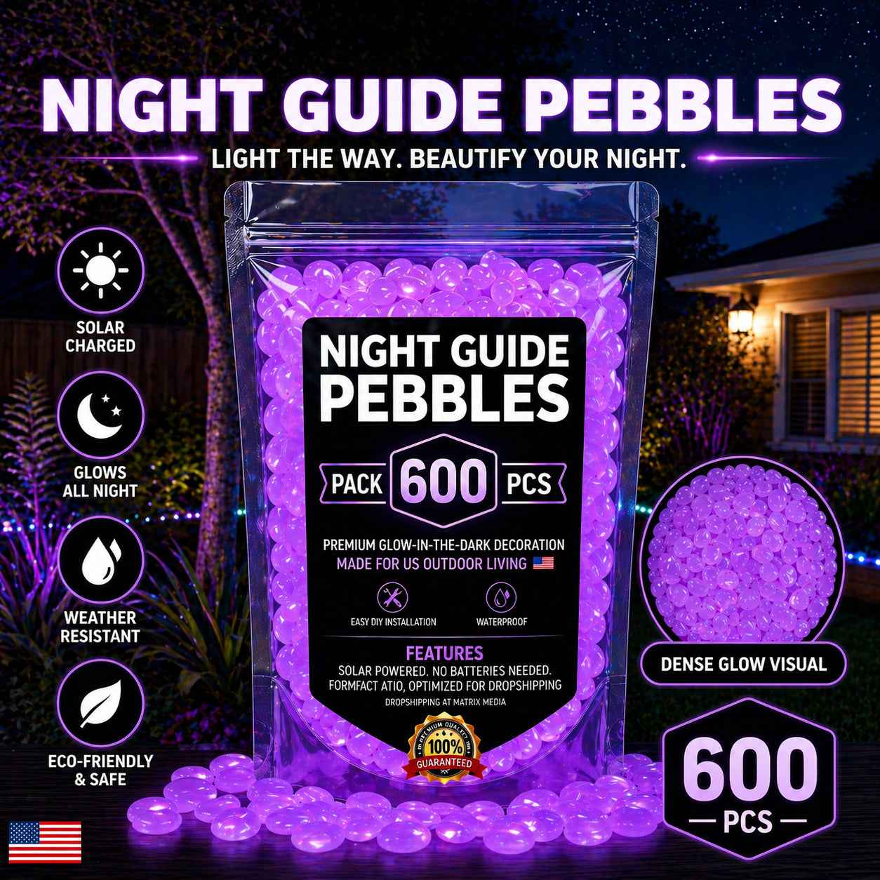 💥The dazzling beauty of the garden at night💥 🌈Colorful glow-in-the-dark garden stones