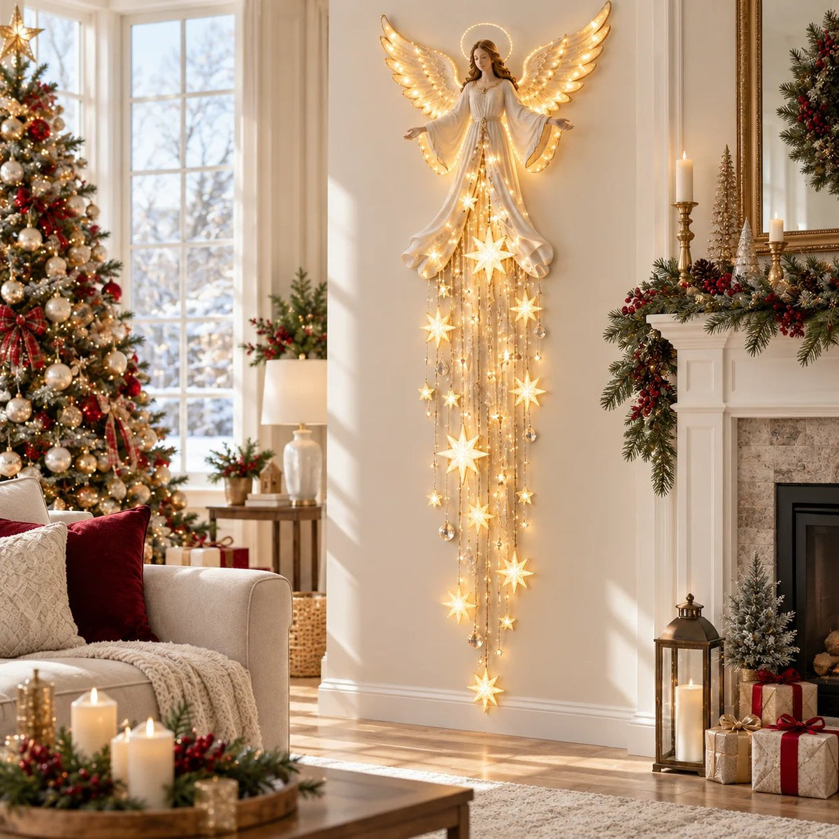 🔥 Last Day Sale 50% OFF🎄👼 Christmas Angel Starfall Wall Light