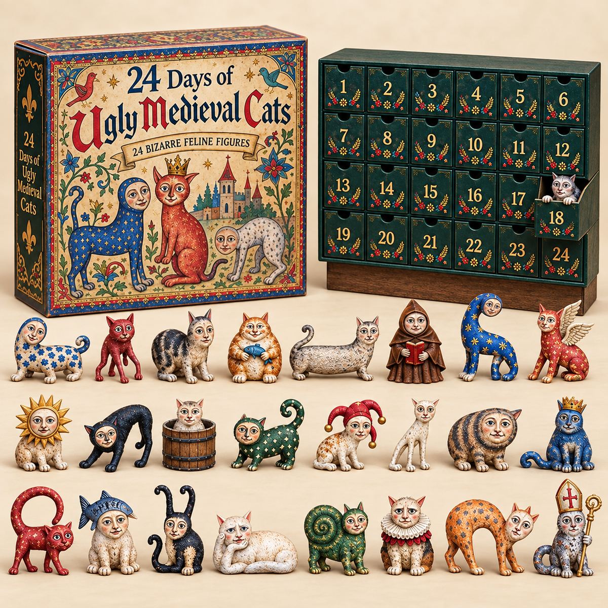 🔥 LAST DAY 50% OFF | 🐈 24 Days of Ugly Medieval Cats – Advent Calendar 2026 🎄