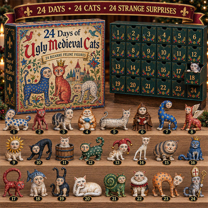 🔥 LAST DAY 50% OFF | 🐈 24 Days of Ugly Medieval Cats – Advent Calendar 2026 🎄